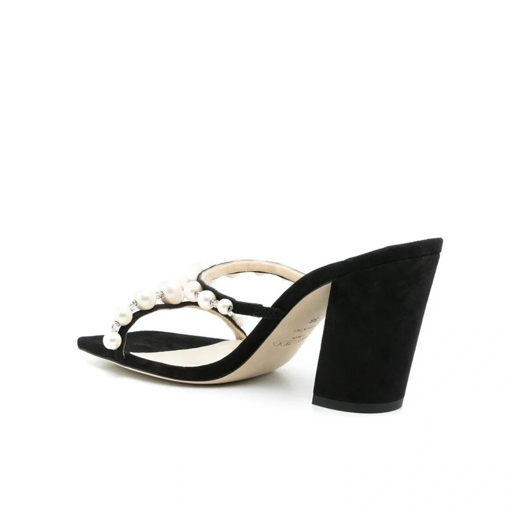 Jimmy Choo Amara 85mm Pearl Embellished Suede Heeled Sandals - NWT - Picture 5 of 16